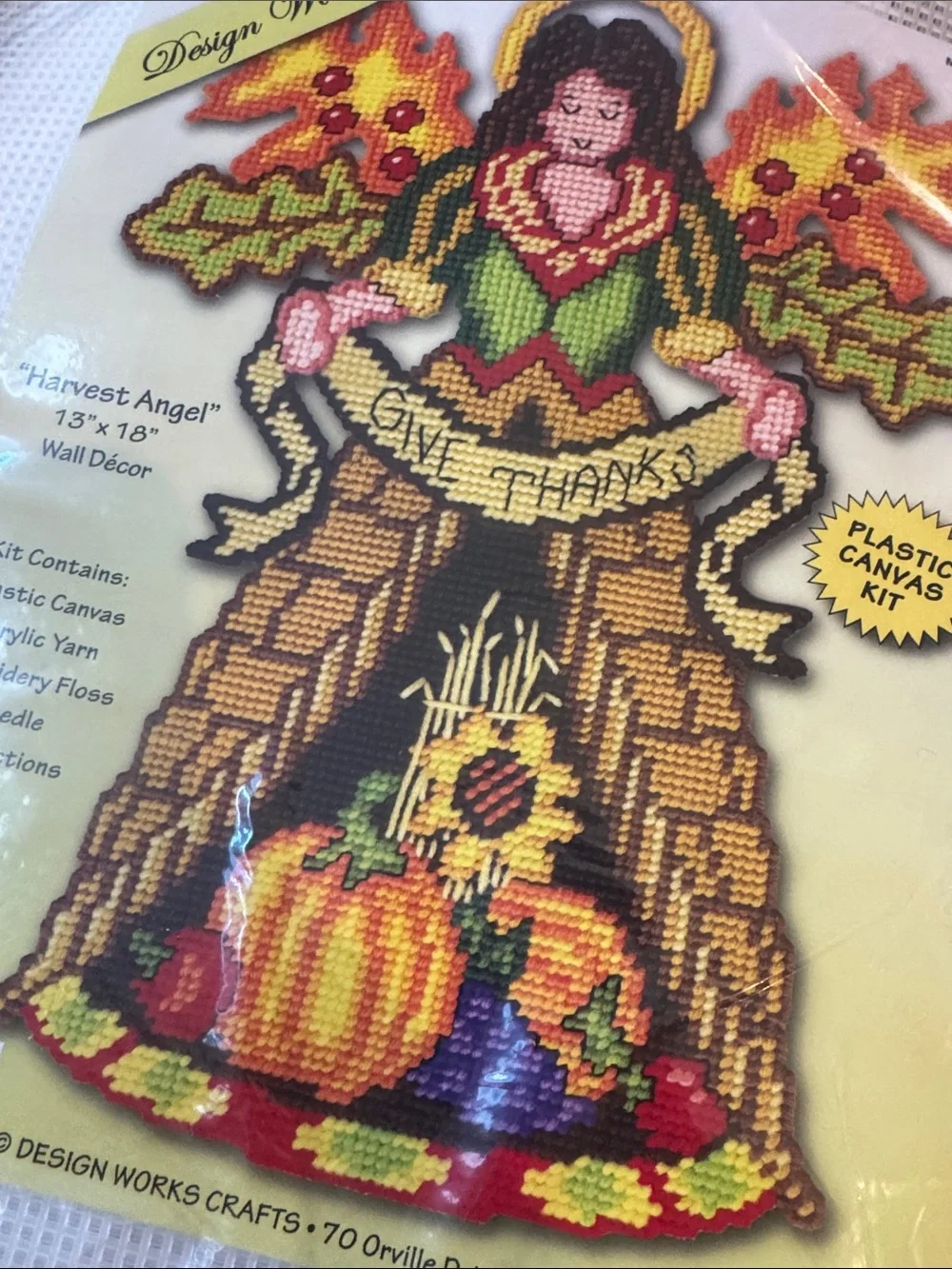 Design Works Harvest Angel Wall Décor – needle point craft Cross-Stitch Kit